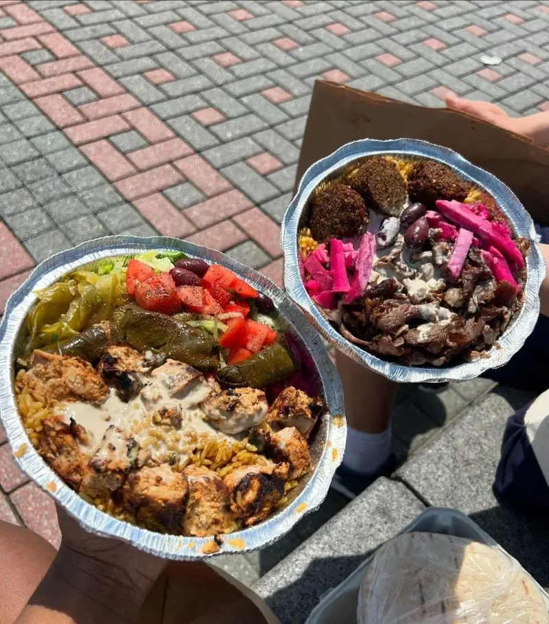 Platter with falafels at Mamoun's Falafel.