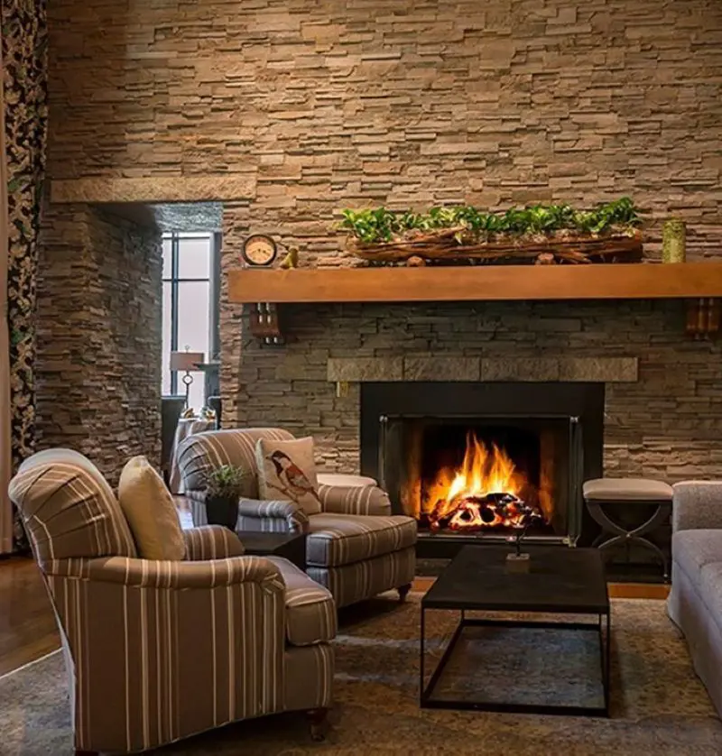 Cozy fireplace at The Lodge At Woodloch.