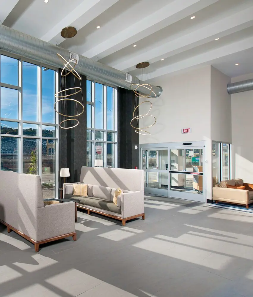 The newly renovated lobby at Fairfield Inn.