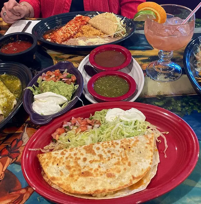 Grab scrumptious fish tacos at La Galera Mexican Restaurant