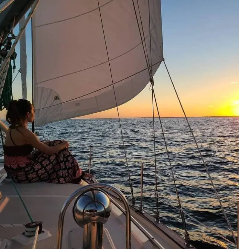 Miami Sailing Private Charters- A couple enjoying their dinner date at they Yacht