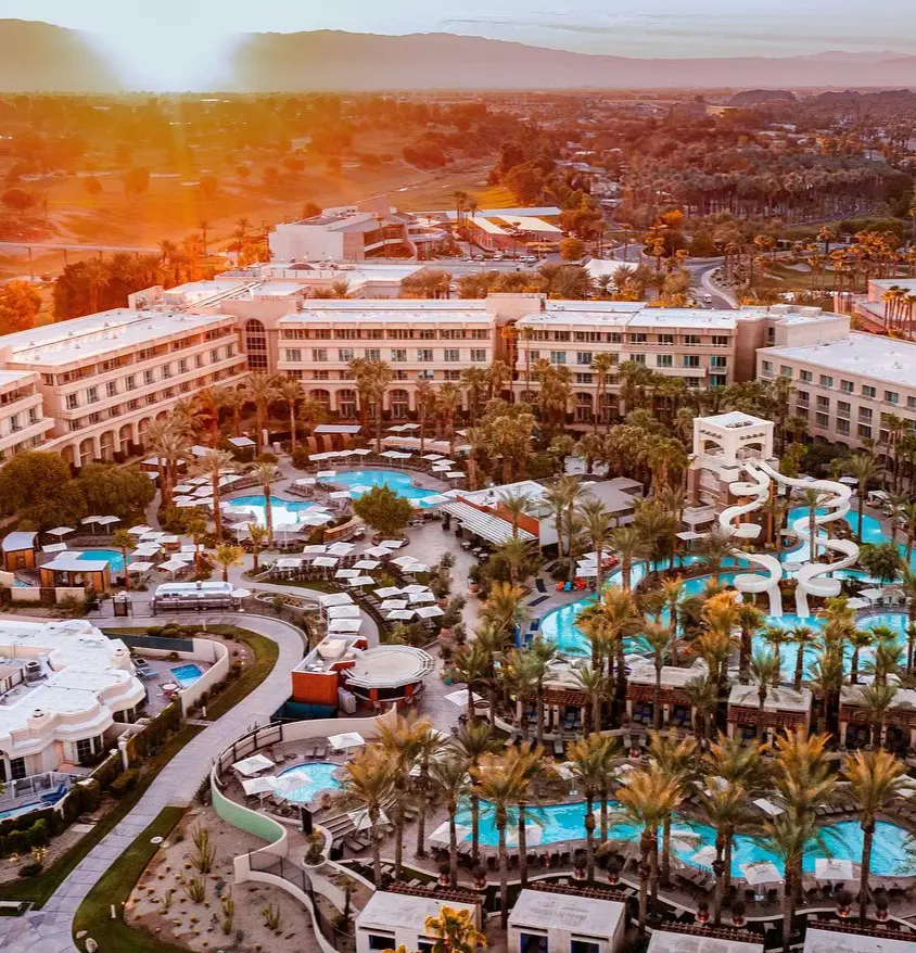 A spectacular view of the waterslides in Hyatt Regency Indian Wells