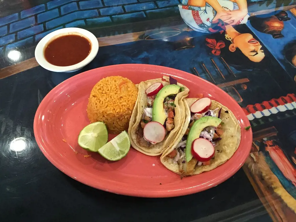 Grab scrumptious fish tacos at La Galera Mexican Restaurant