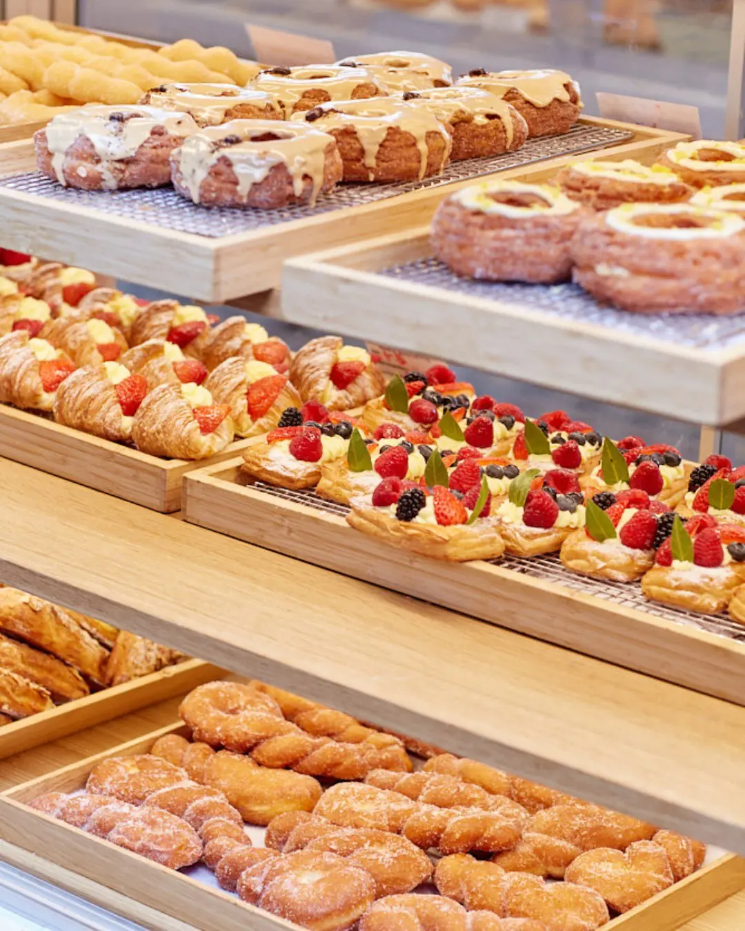 Assorted pastries at Paris Baguette Bakery Cafe.