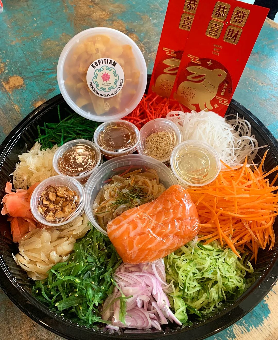 Newly introduced dish, Yee Sang at Kopitiam in January 2023.