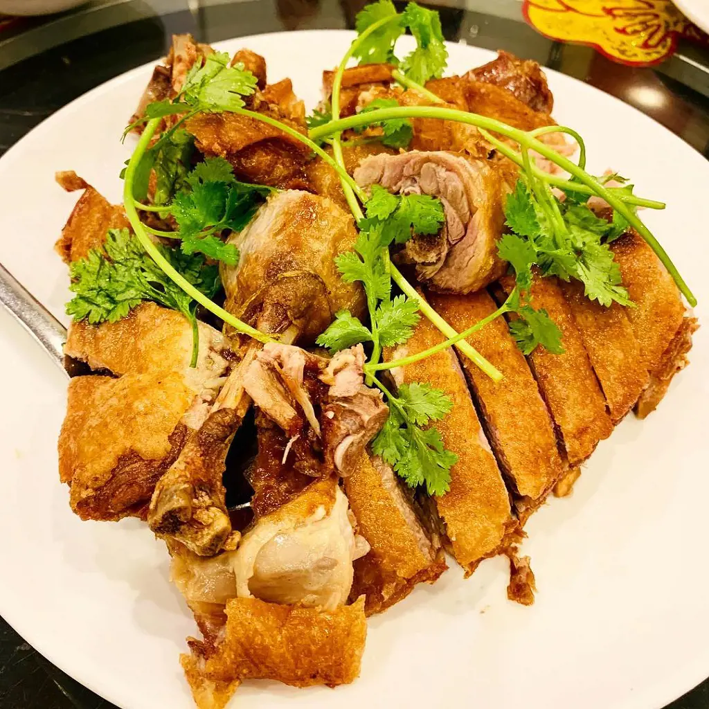 Another famous dish: Crispy Pepper Duck at the Joe's.