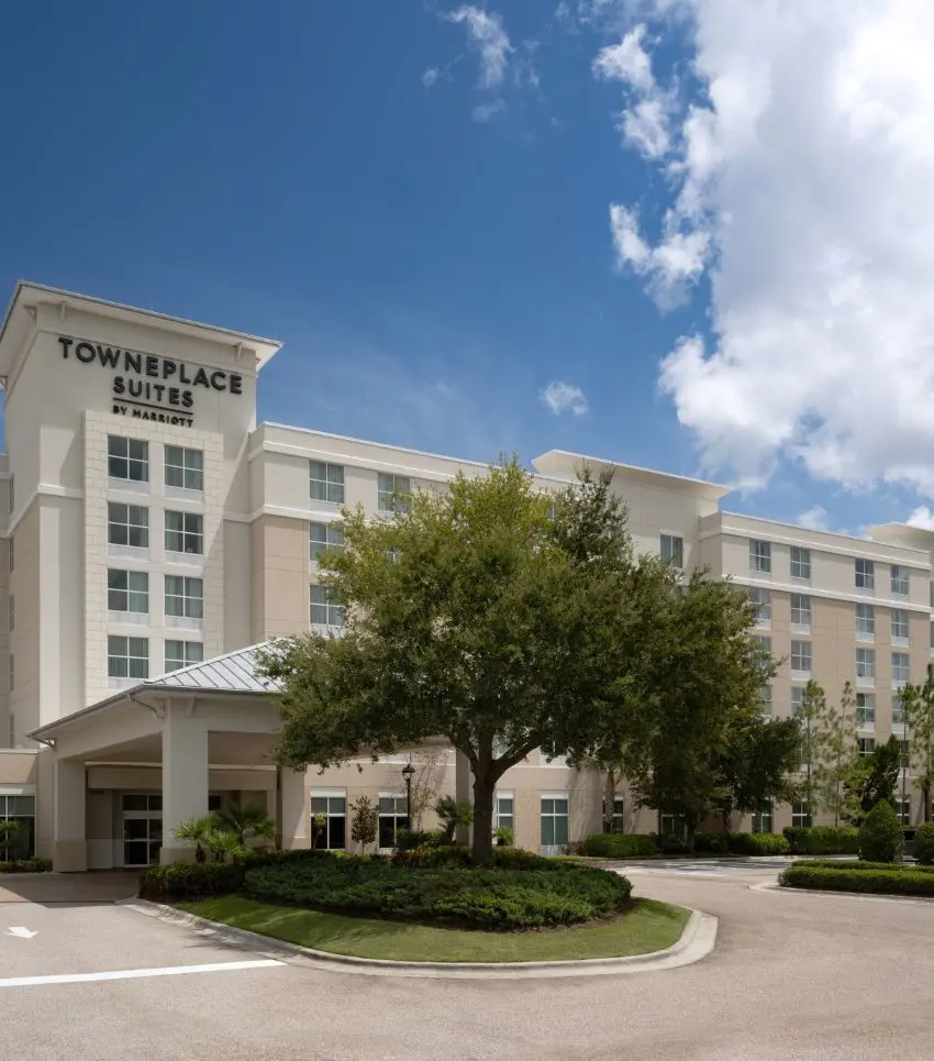 Front view of TownePlace Suites Orlando By Marriott at Flamingo Crossings Town Center